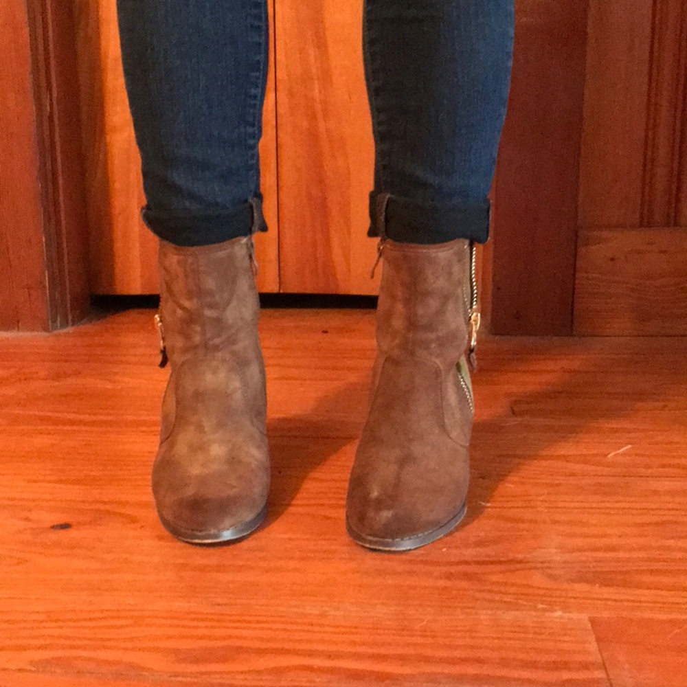 Brown heeled booties